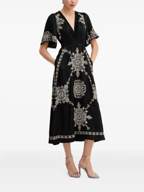 embroidered short-sleeves midi day dress by HALE BOB