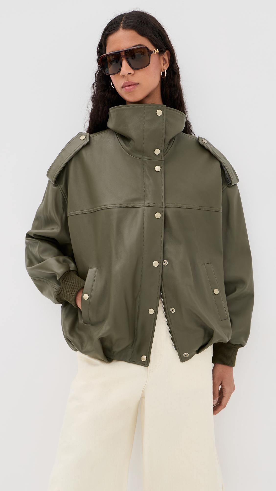 Smooth Leather Bomber Jacket by HALFBOY