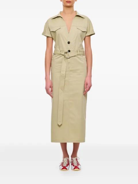 button-up belted midi dress by HALFBOY