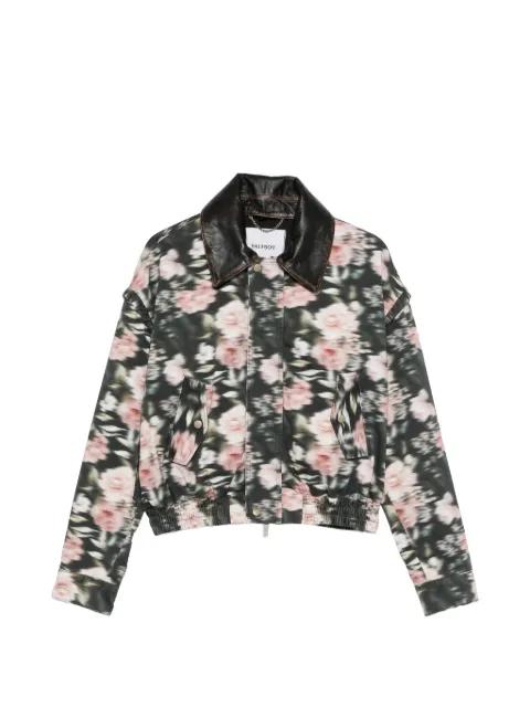 floral-print leather-collar bomber jacket by HALFBOY