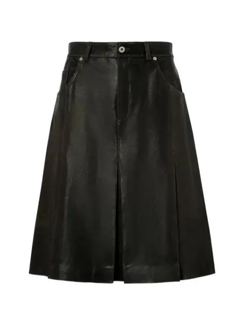 front-pleat midi skirt by HALFBOY