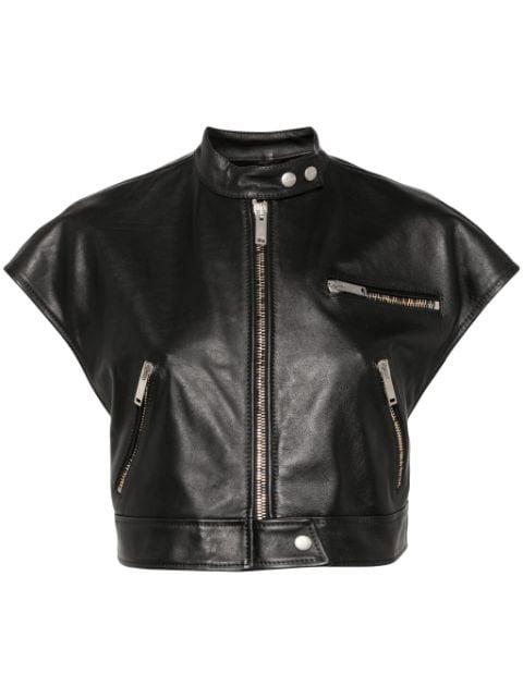 short-sleeve cropped biker jacket by HALFBOY