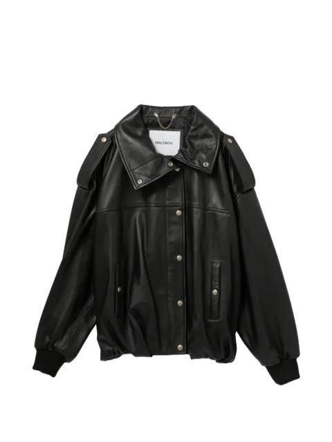 snap-button leather jacket by HALFBOY