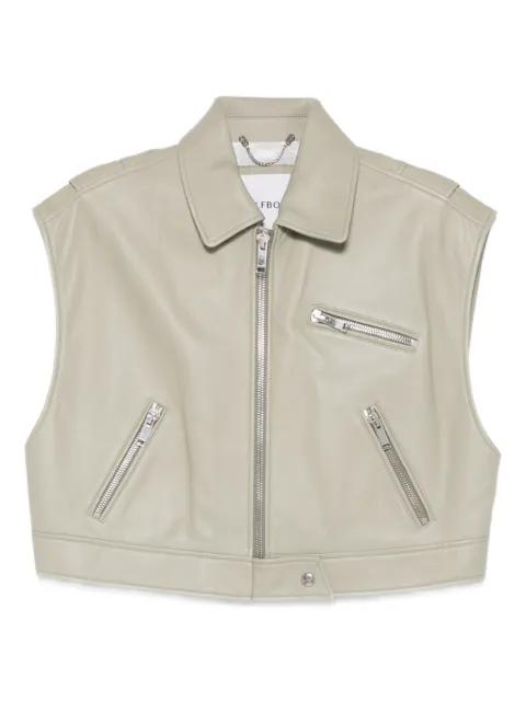 zip leather gilet by HALFBOY