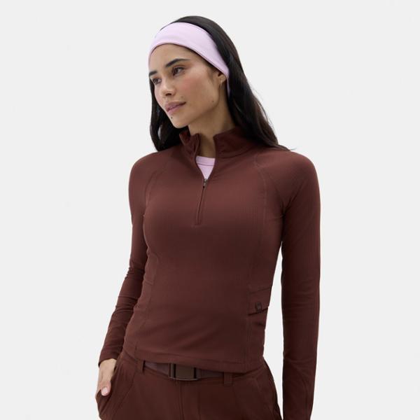 Julie Ribbed Quarter-Zip Top by HALFDAYS