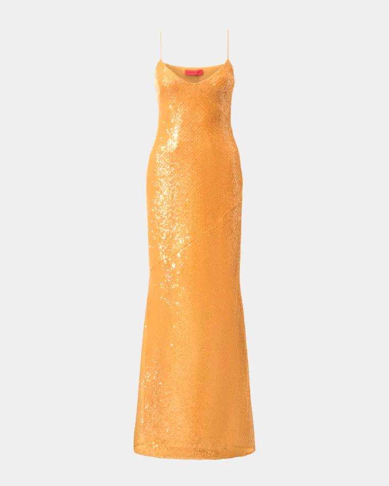 Glora Sleeveless Sequin A-Line Gown by HALSTON