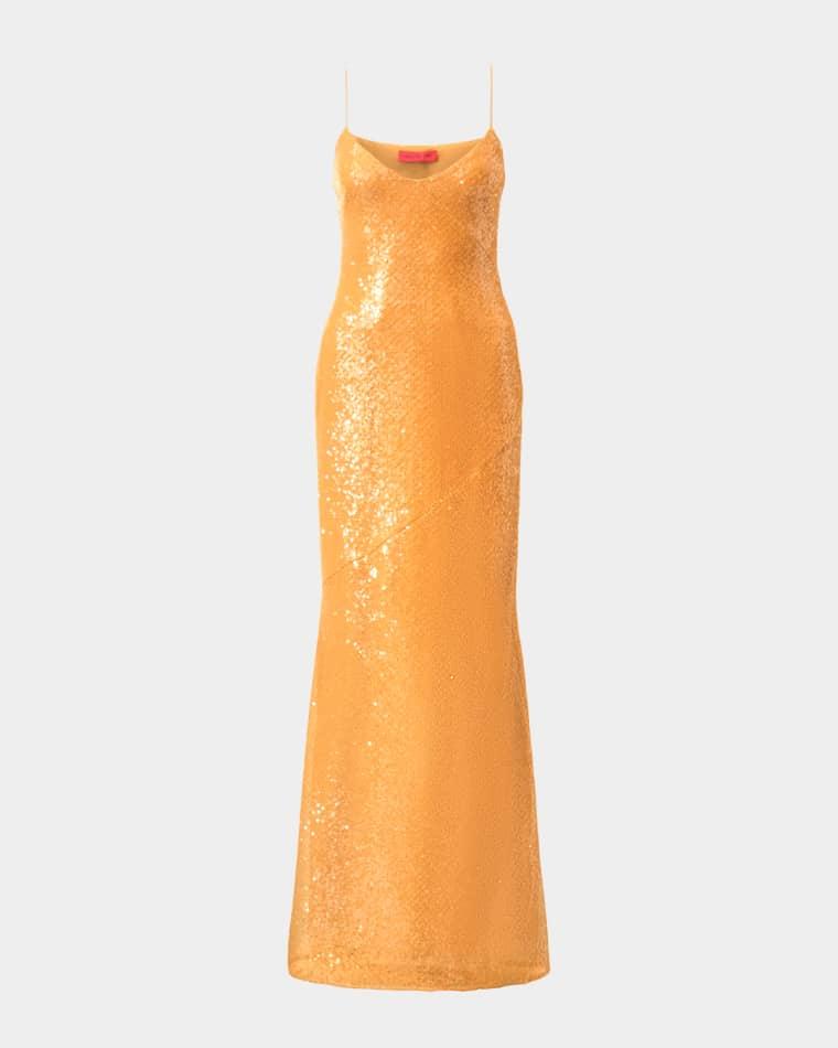 Glora Sleeveless Sequin A-Line Gown by HALSTON