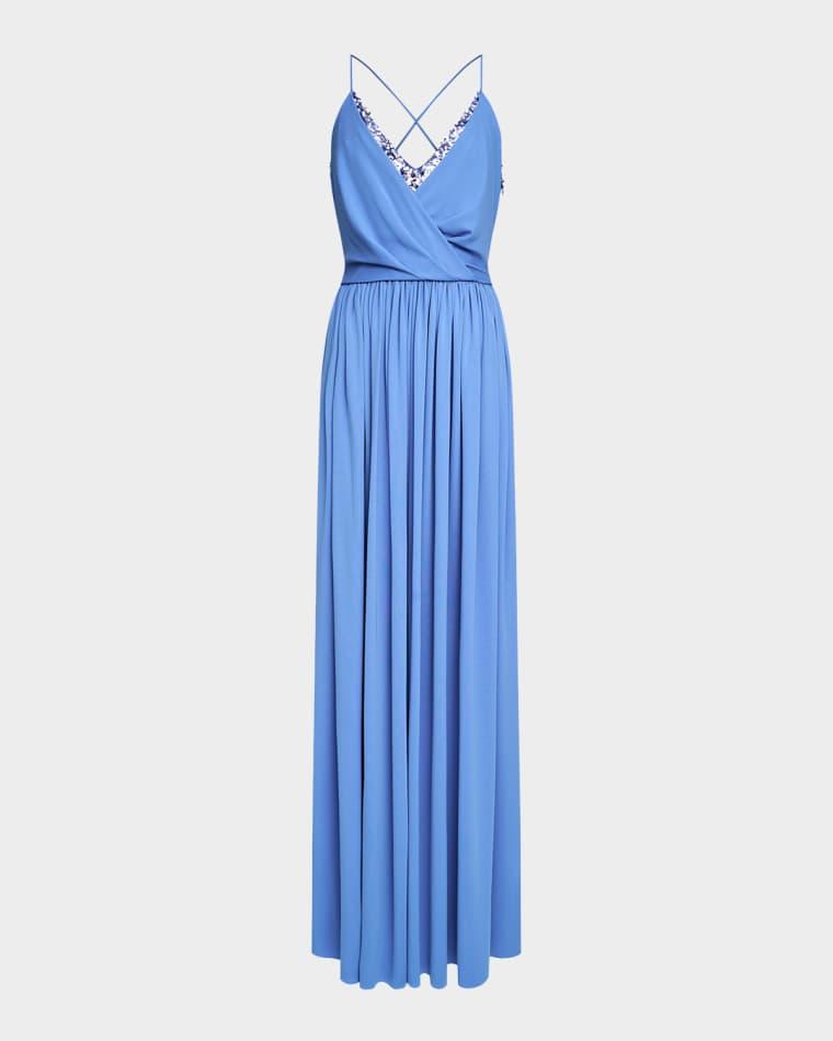 Jeanne Sequin Layered Matte Jersey Gown by HALSTON