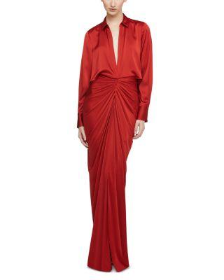 Katrine Jersey Satin Gown by HALSTON