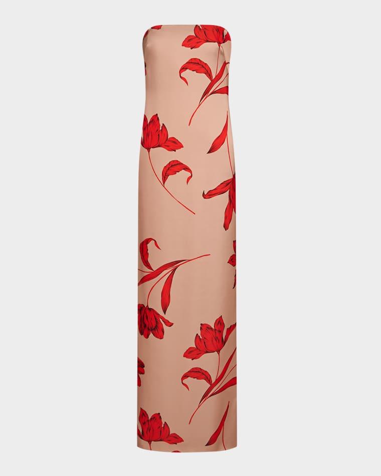 Manuela Strapless Floral-Print Column Gown by HALSTON