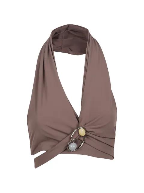 embellished halterneck top by HAMOULET