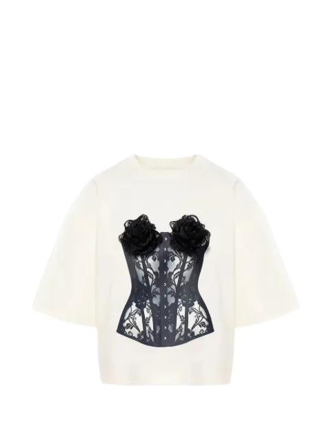 Belle V2 rose lace T-shirt by HAMZA