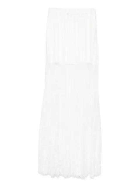 Snowflake lace-panelled maxi straight skirt by HAMZA