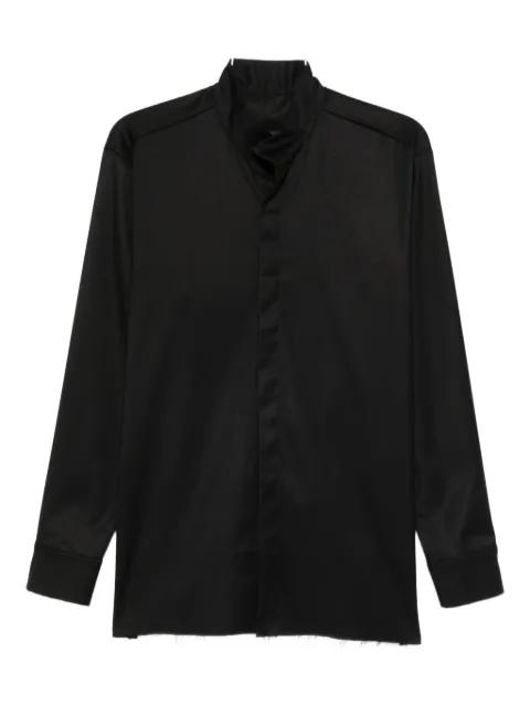 frayed-hem mandarin-collar shirt by HAMZA