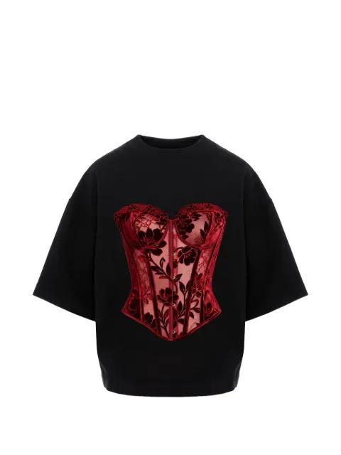 lace-print corset-style T-shirt by HAMZA