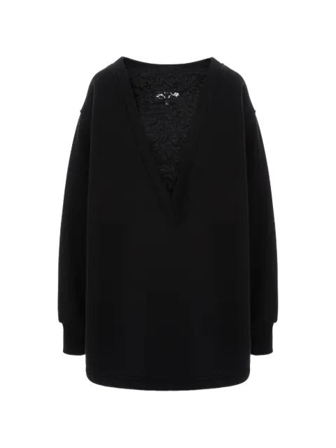 sheer lace-insert fleece dress by HAMZA