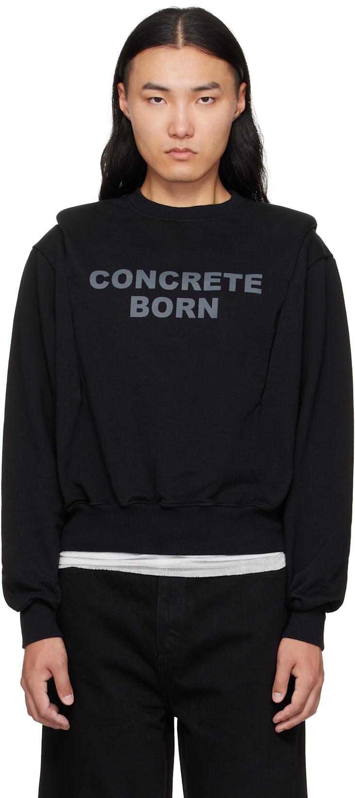 Black Collared Crewneck Sweatshirt by HAN KJOBENHAVN