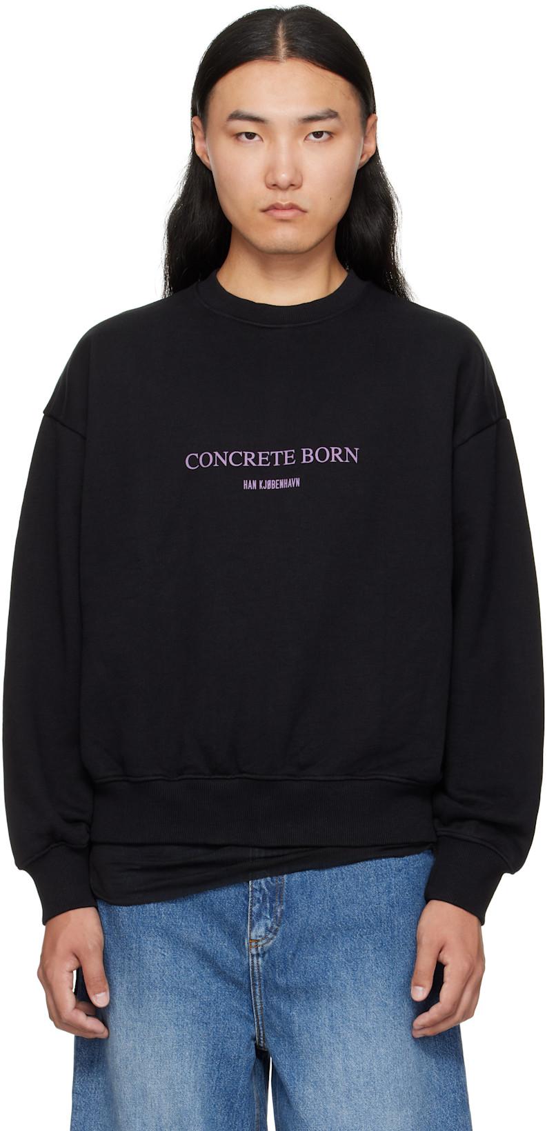 Black Logo Oversized Crewneck Sweatshirt by HAN KJOBENHAVN