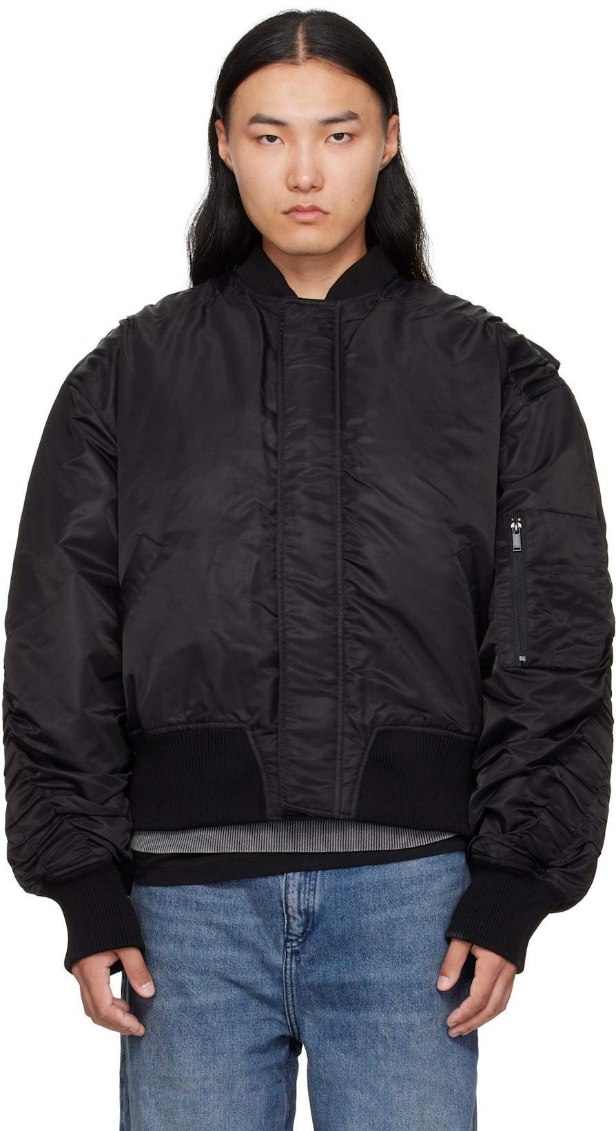 Black Oversized Padded Bomber Jacket by HAN KJOBENHAVN