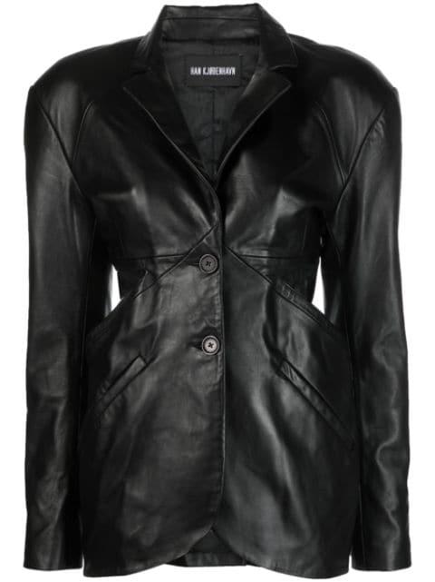 cut-out leather blazeer by HAN KJOBENHAVN