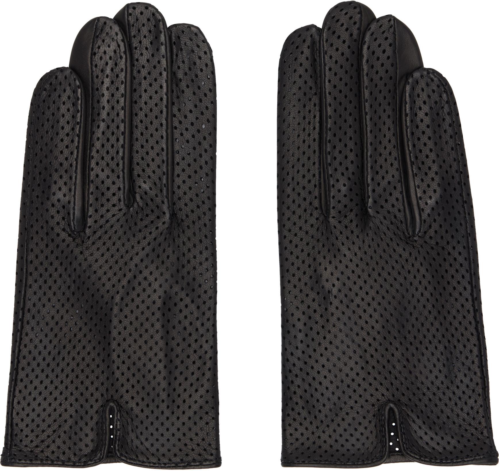 Black Statement Perforated Gloves by HANDSOME STOCKHOLM