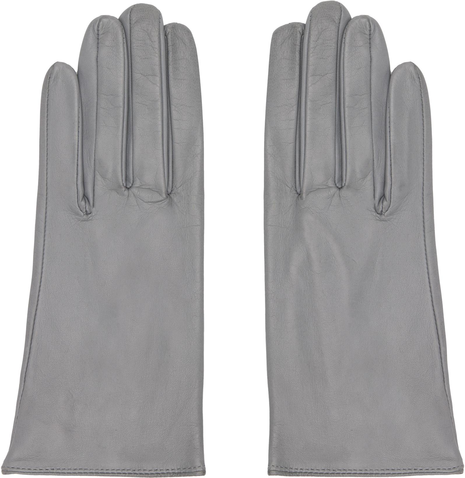 Gray Washable Leather Gloves by HANDSOME STOCKHOLM
