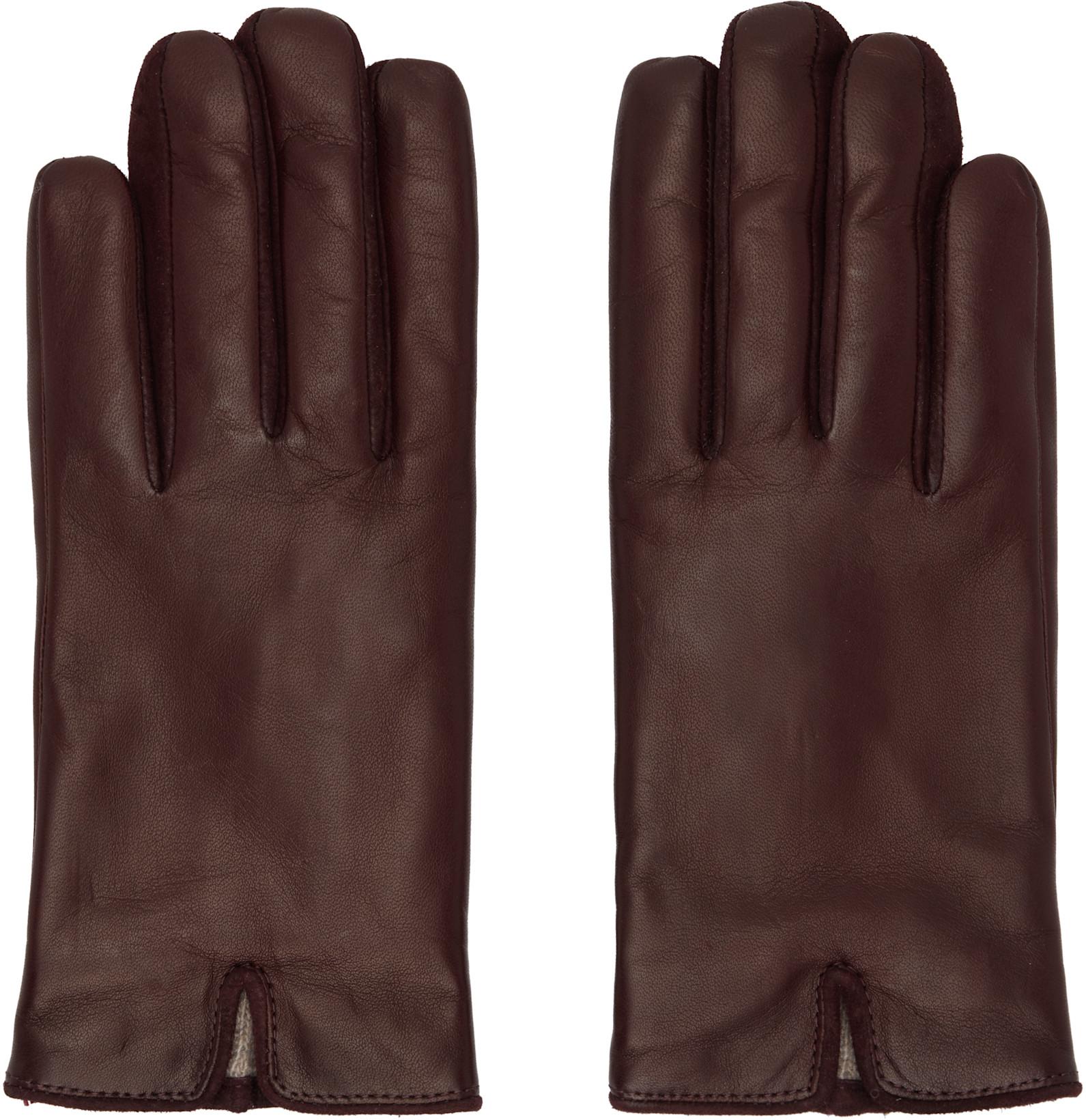 SSENSE Exclusive Burgundy Essentials Gloves by HANDSOME STOCKHOLM