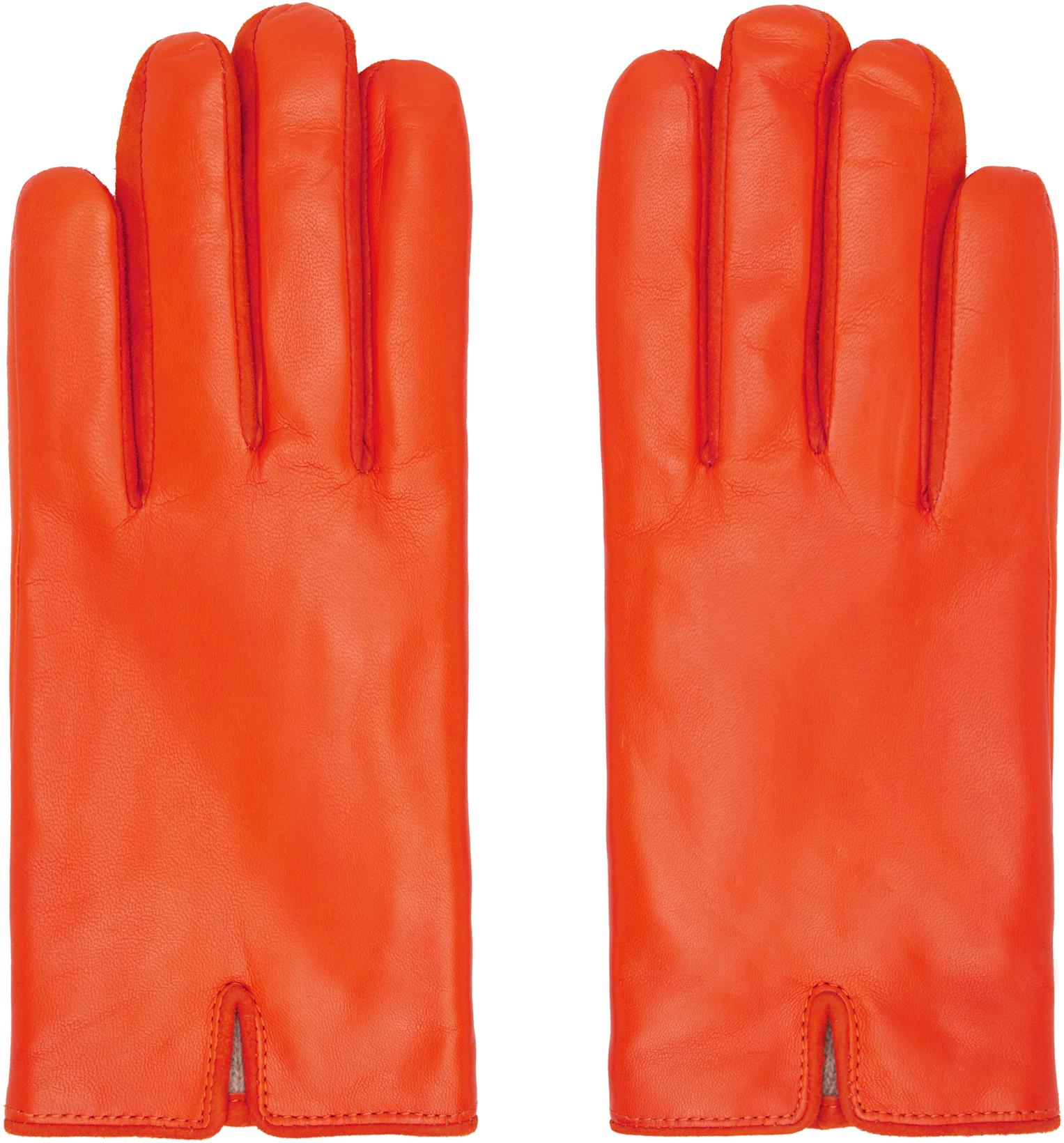 SSENSE Exclusive Orange Essentials Gloves by HANDSOME STOCKHOLM