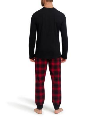 Men's Long Sleeve Crew Flannel Sleep Set by HANES