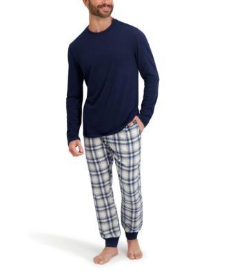 Men's Long Sleeve Crew Flannel Sleep Set by HANES