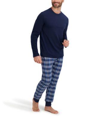 Men's Long Sleeve Crew Flannel Sleep Set by HANES