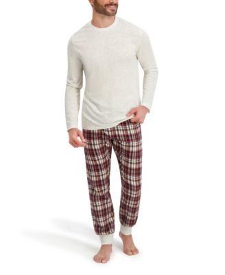 Men's Long Sleeve Crew Flannel Sleep Set by HANES