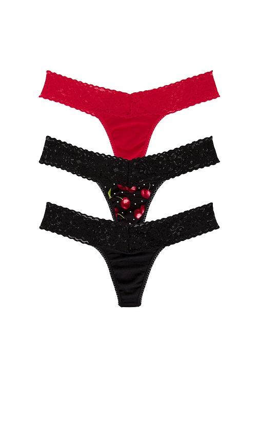 Hanky Panky 3 Low Rise Thongs in Black,Red by HANKY PANKY