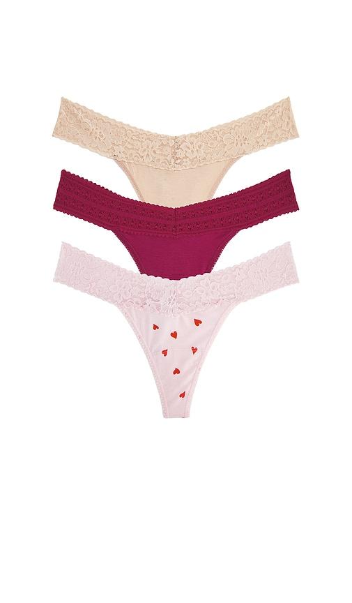Hanky Panky 3 Original Rise Thongs in Pink,Nude by HANKY PANKY