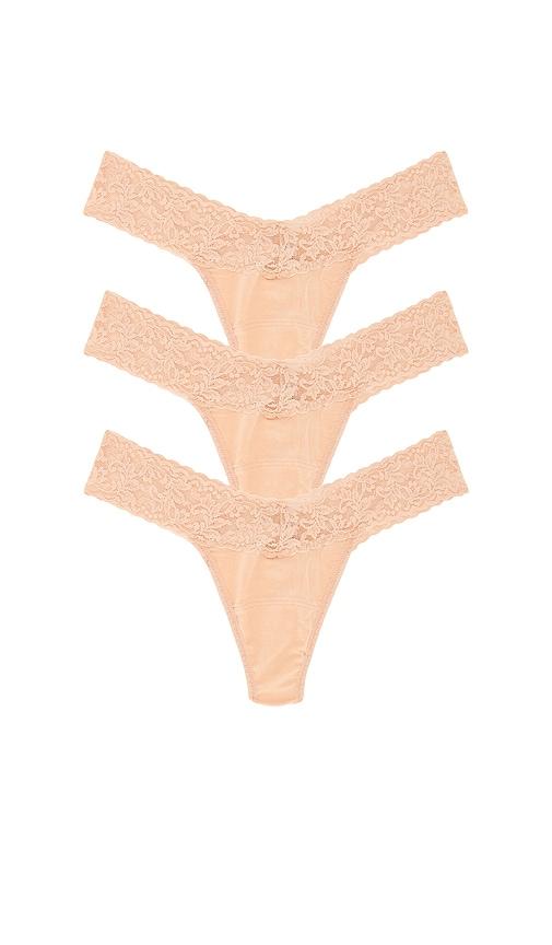 Hanky Panky Multipacks Supima Cotton Low Thong 3 Packs in Nude by HANKY PANKY