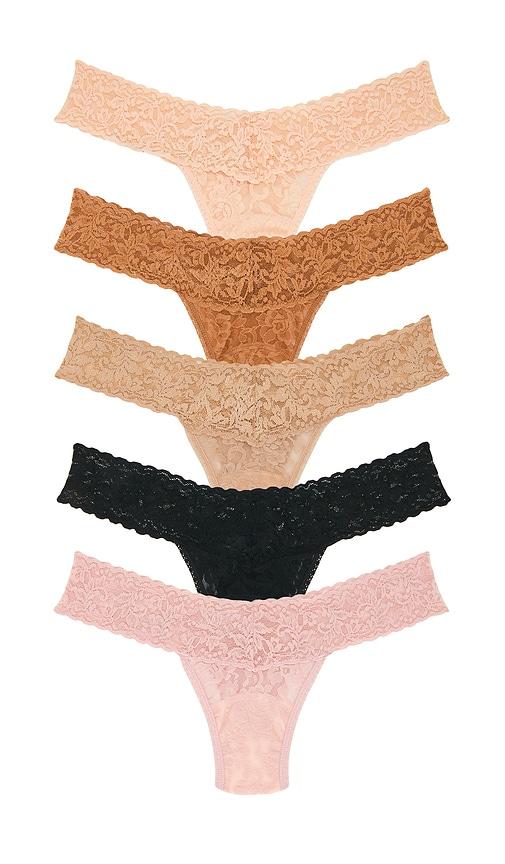 Hanky Panky Signature Lace Low Rise 5 Packs in Brown,Pink by HANKY PANKY