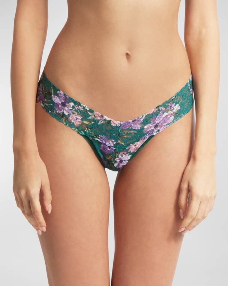 Printed Low-Rise Signature Lace Thong by HANKY PANKY