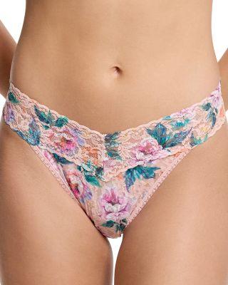 Printed Signature Lace Original Rise Thong by HANKY PANKY