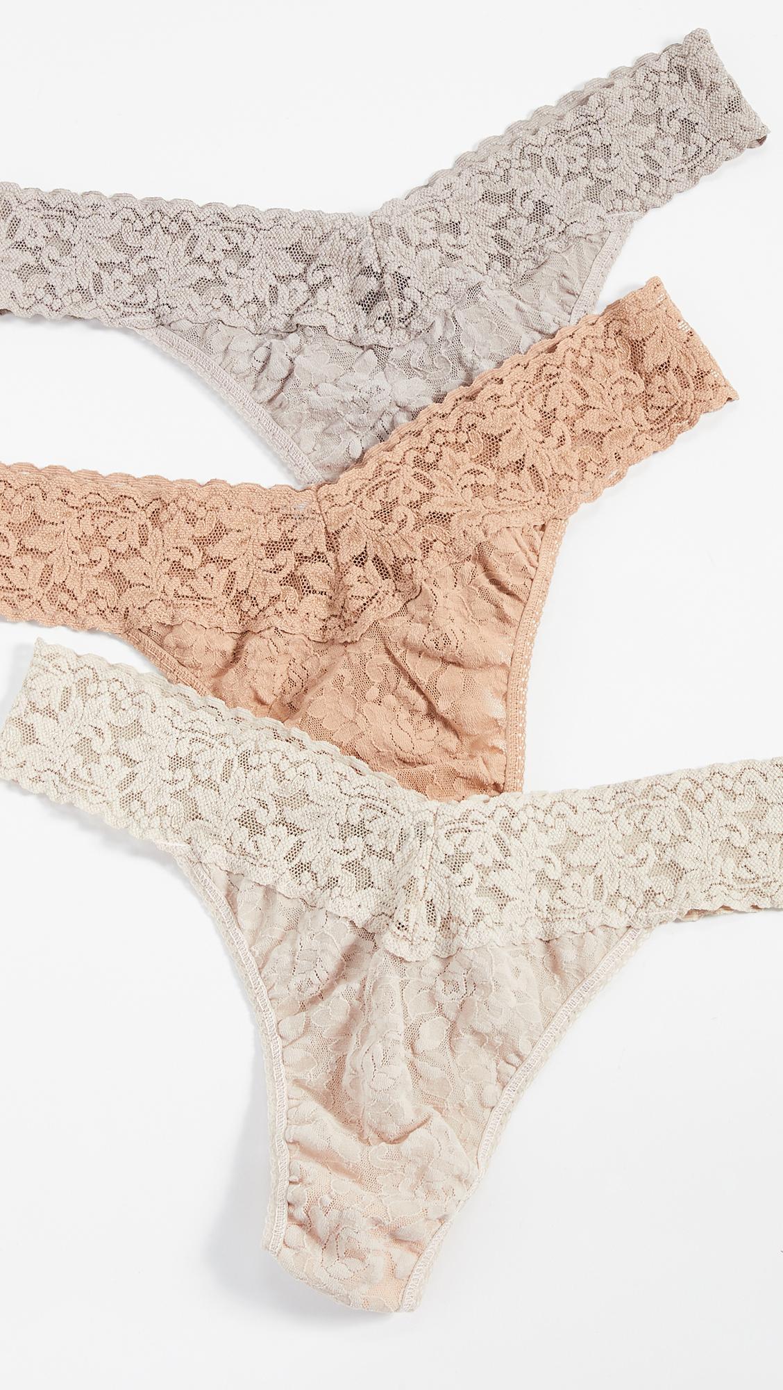 Signature Lace Original Rise Thong 3 Pack by HANKY PANKY