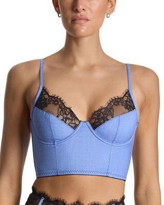 x Lexi Wood Katrina Denim & Lace Underwired Longline Bra by HANKY PANKY