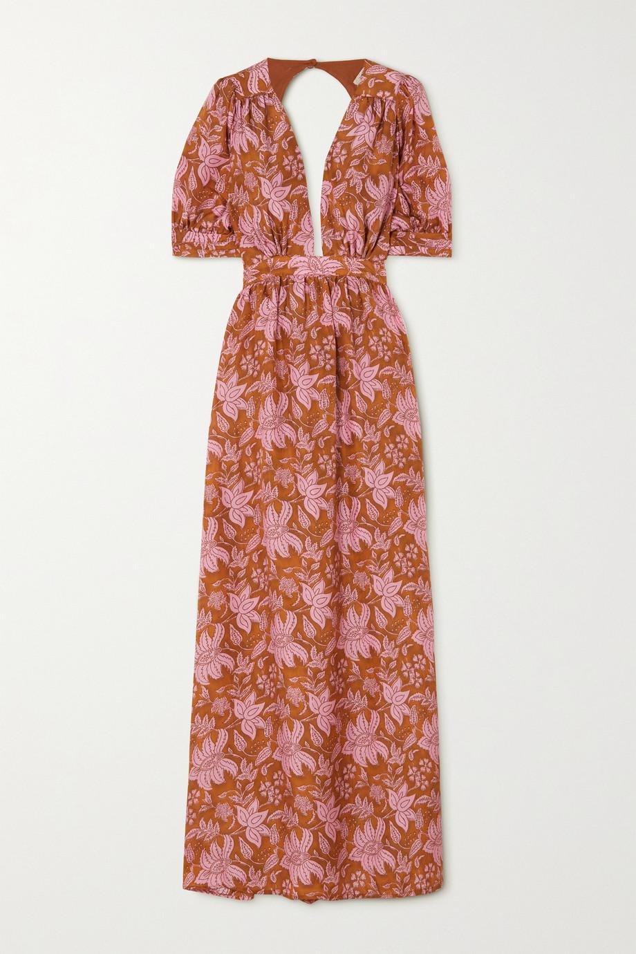 Surya open-back floral-print silk-habotai maxi dress by HANNAH ARTWEAR