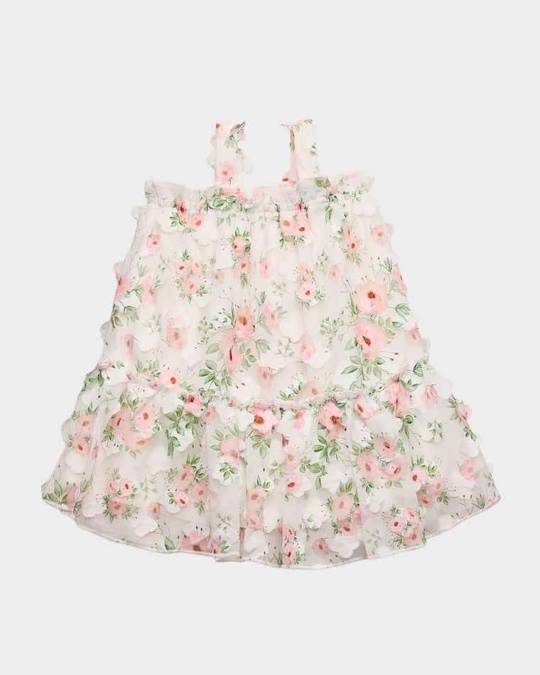 Girl's 3D Flower Mesh Dress, Size 2T-10 by HANNAH BANANA