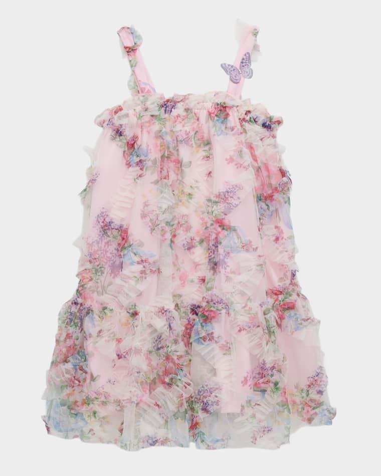 Girl's 3D Ruffle Mesh Dress, Size 2-10 by HANNAH BANANA