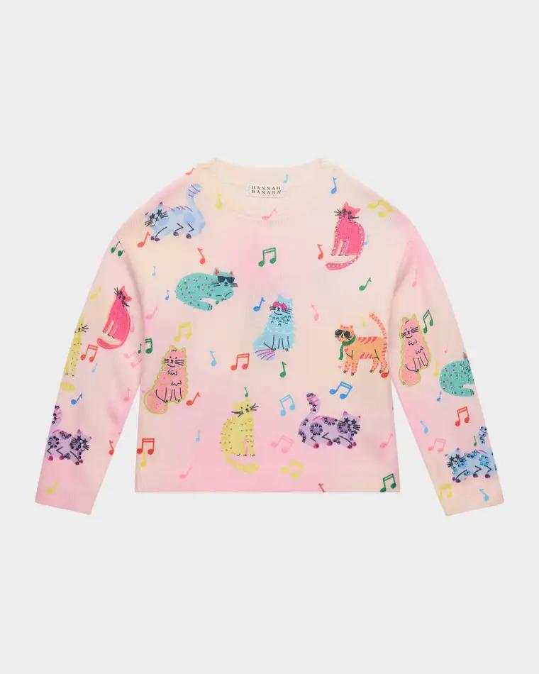 Girl's Cat Gradient Sweater, Size 2-10 by HANNAH BANANA