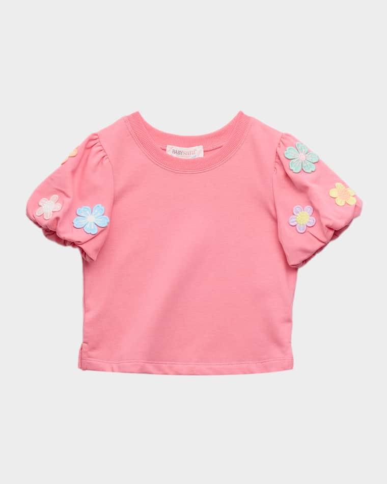 Girl's Floral Embroidered Puff-Sleeve Top, Size 2T-10 by HANNAH BANANA
