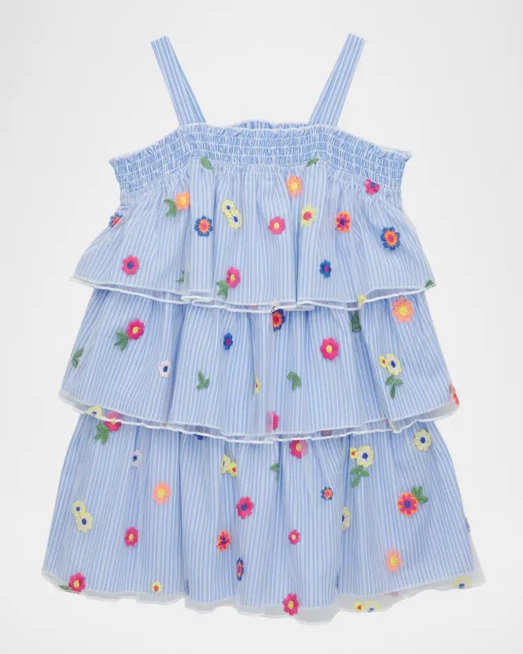 Girl's Floral Embroidered Tiered Dress, Size 2T-14 by HANNAH BANANA