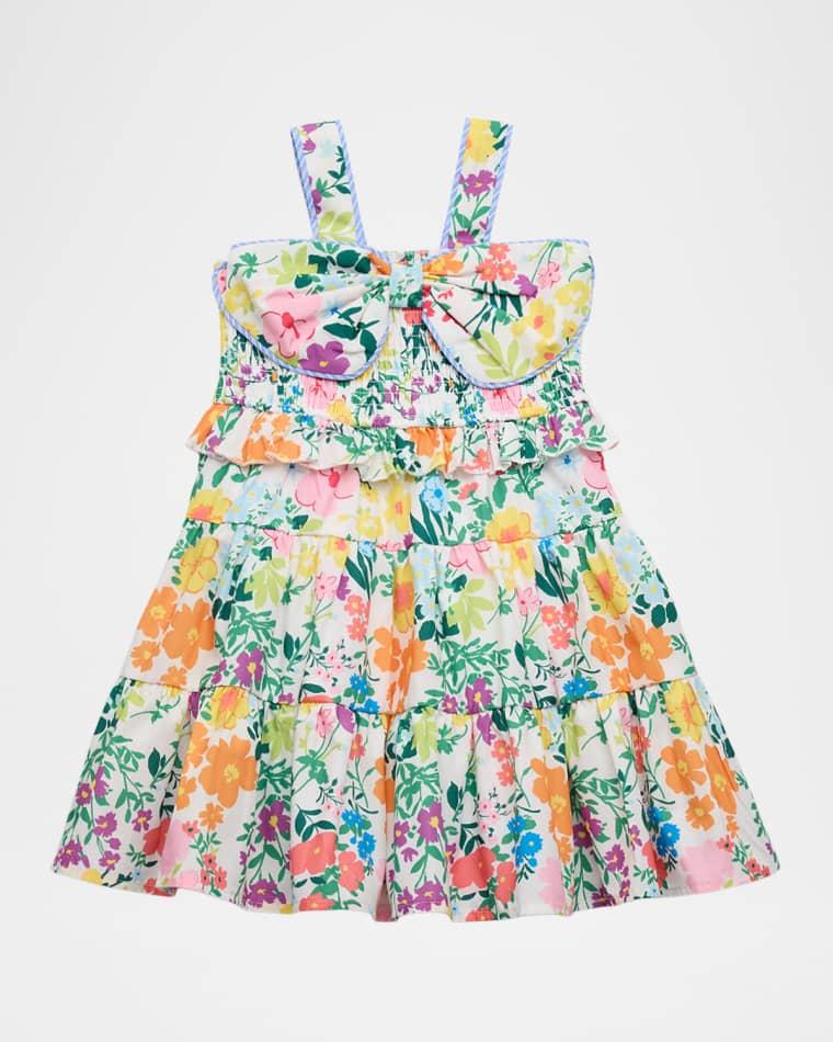 Girl's Floral-Print Tiered Dress with Bow, Size 2T-14 by HANNAH BANANA