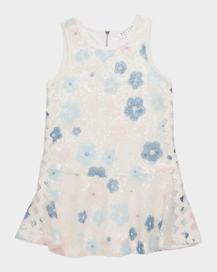 Girl's Floral Sequin Drop-Waist Dress, Size 4-14 by HANNAH BANANA