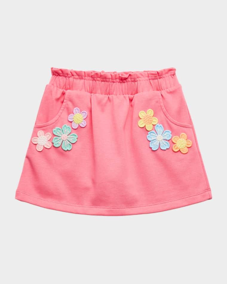 Girl's Flower Embroidered A-Line Skirt, Size 2T-10 by HANNAH BANANA