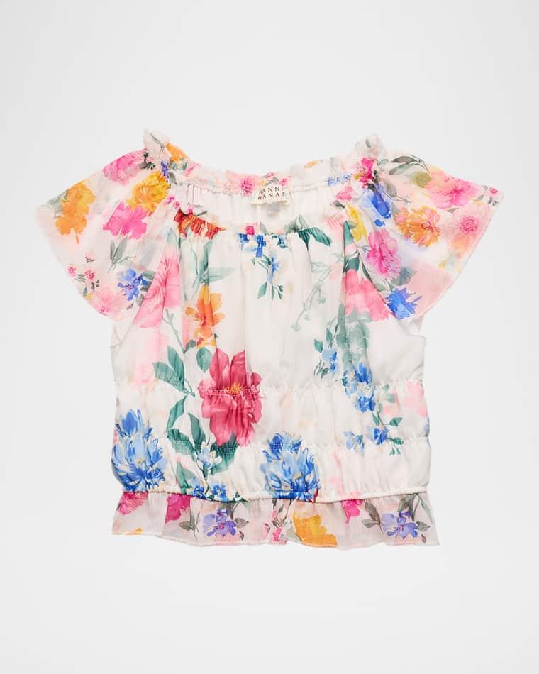 Girl's Flower-Print Peasant Top, Size 4-14 by HANNAH BANANA